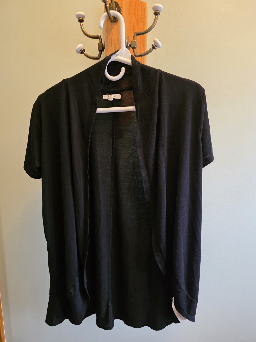 Maurices Black Short-Sleeve Open-Front Cardigan-XS